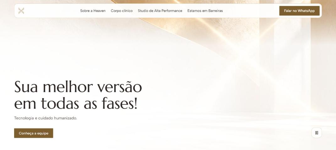Página inicial do site da clínica Heaven Health Concept